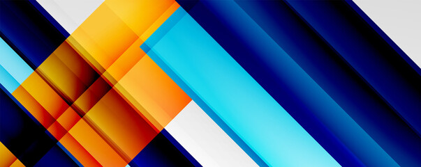 Geometric abstract backgrounds with shadow lines, modern forms, rectangles, squares and fluid gradients. Bright colorful stripes cool backdrops