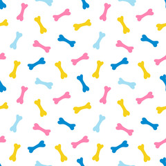 Cute colorful cartoon style bones vector seamless pattern background.