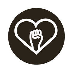 heart love with fist block style icon