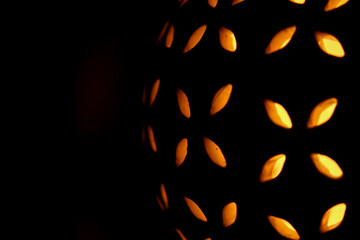 Abstract pattern design of Halloween light glowing poster, card, fire flakes 