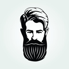 Bearded men, hipster face  icon isolated. Vector illustration.