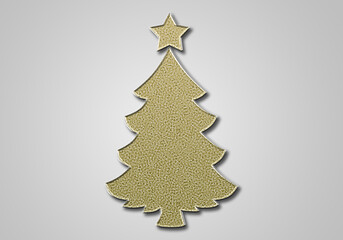 Felicitación de navidad gris con árbol de navidad dorado.
