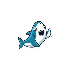 Illustration Of A Blue Shark Greeting A Friend With Text