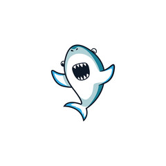 Vector Illustration Of A Happy Cute Shark