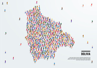 Bolivia Map. Large group of people form to create a shape of Bolivia Map. vector illustration.