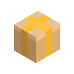 Obraz premium Isometric parcel icon.Packing box vector illustration isolated on white background.