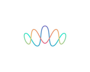 Abstract colorful gradient crown logo design. Waves sound vibrations voice elegant vector icon sign logotype.