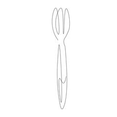 Fork line drawing on white background. Vector illustration