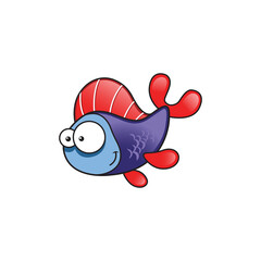 Cartoon Illustration Of A Cute Smiling Fish