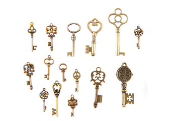 old vintage keys isolated