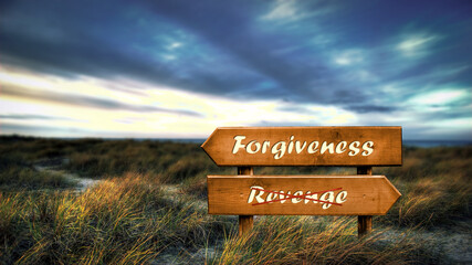 Street Sign to Forgiveness versus Revenge