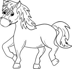 Vector cartoon horse.Cute little horse character, hand drawn vector illustration.Educational Game for Kids.Can be used for t-shirt print, kids wear, baby shower, nursery.