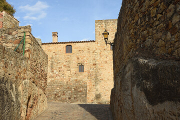 streets old town of medieval village of Pals, Girona province, Catalonia, Spain