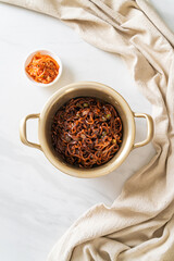 Korean black spaghetti or instant noodle with roasted chajung sauce