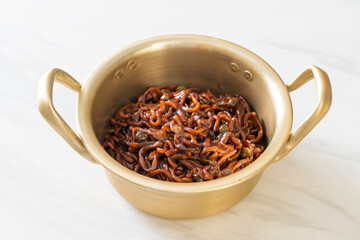 Korean black spaghetti or instant noodle with roasted chajung sauce