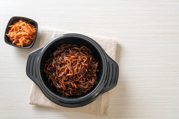 Korean black spaghetti or instant noodle with roasted chajung sauce