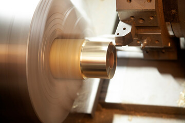 CNC Lathe Processing. Metalworking industry.