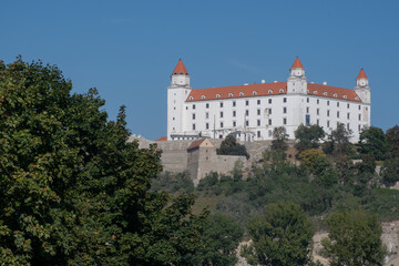 Fototapeta na wymiar Bratislava Castle from south bank of the Danube