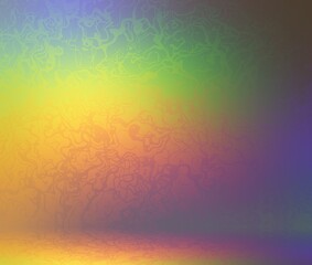 Red blue yellow green holographic gradient 3d background. Colorful paint streaks pattern cover wall and floor designer room. 