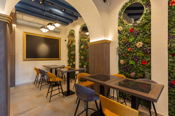 Interior of a cafe restaurant