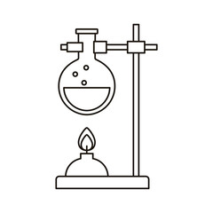 medical tube test flask in burner laboratory line style icon