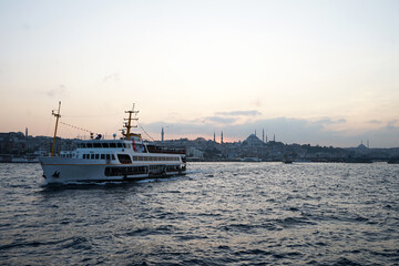 Obraz premium Bosphorus Strait cruise tour, separates Europe and Asia continents One of the highlights in Istanbul- Turkey