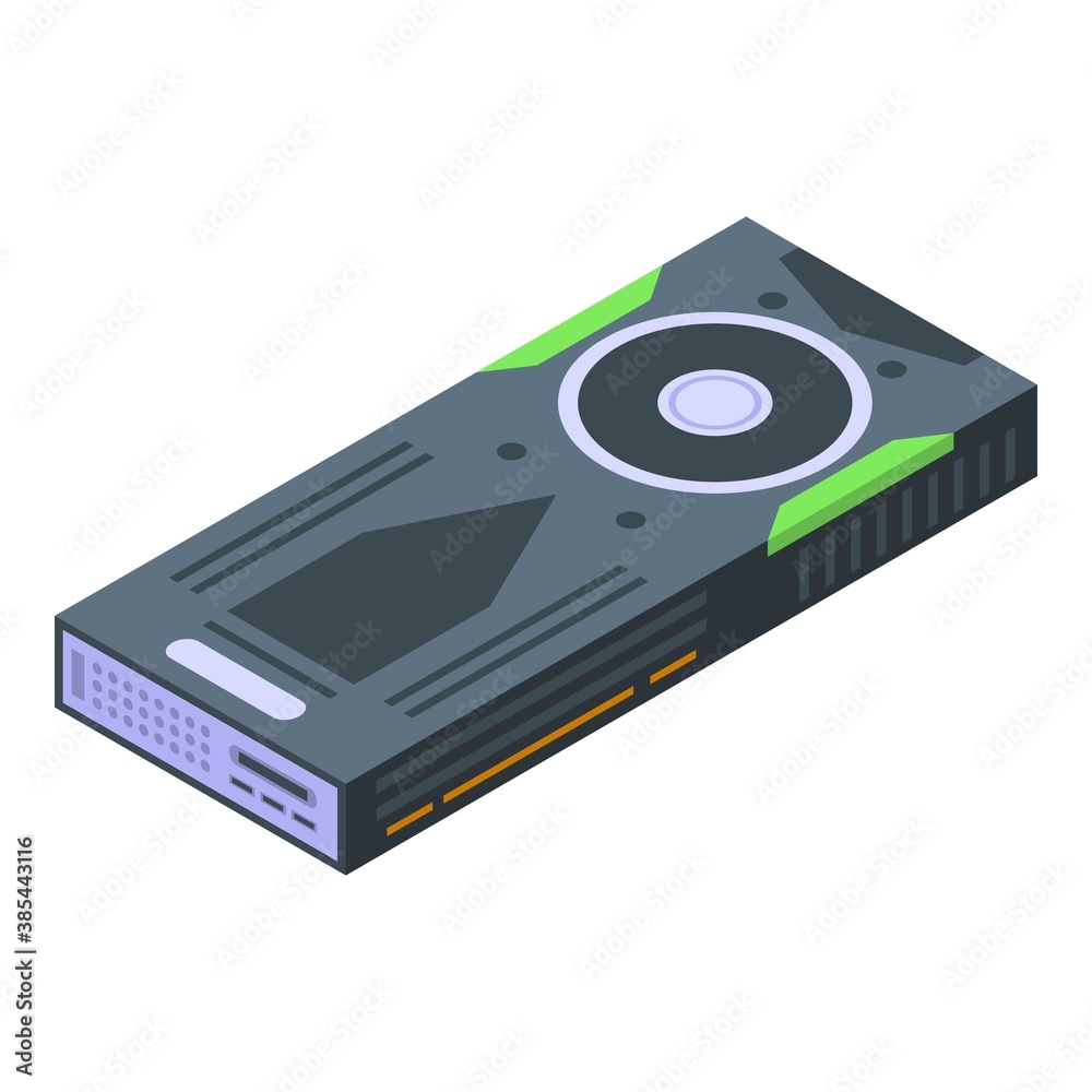 Poster graphics card icon. isometric of graphics card vector icon for web design isolated on white backgrou
