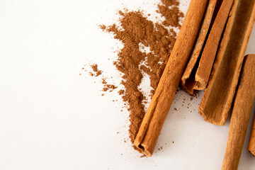 cinnamon sticks isolated on white