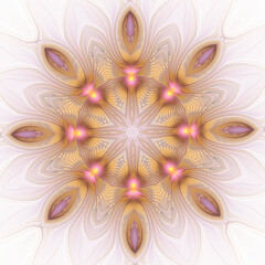 Abstract fractal pink circular pattern on white background