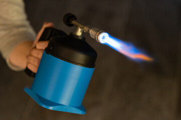 Naklejka premium Flame from the gas burner - Soldering lamp in use