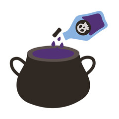 witch spell in flask and cauldron flat style icon