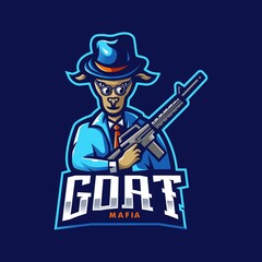 Mafia Goat mascot logo design illustration