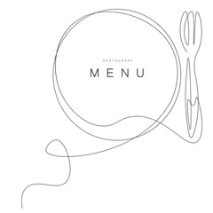 Menu restaurant background with fork line drawing. Vector illustration