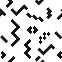 Hipster fashion .Trendy seamless pattern in Memphis style and with different shapes i. Jumble design . Repeating zigzag smooth lines vector background . Cool geometric texture .