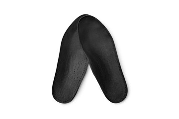 Isolated orthopedic insole on a white background. Treatment and prevention of flat feet and foot diseases. Foot care, comfort for the feet. Wear comfortable shoes. Medical insoles.