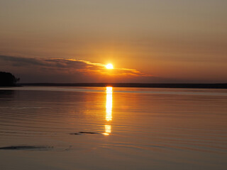 Sunset. River. Autumn. Russia, Ural, Perm region