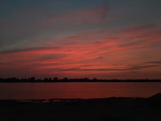 sunset over the river