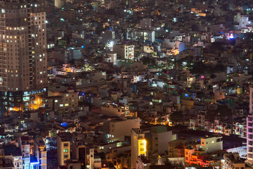 Nightscape of Ho Chi Minh City near residential area.
