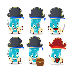 Cartoon character of blue christmas socks with various pirates emoticons