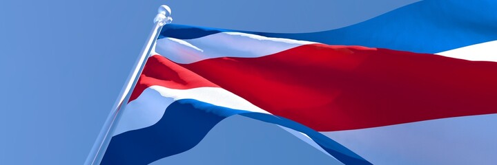 3D rendering of the national flag of Costa Rica waving in the wind