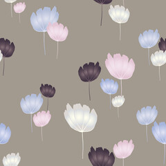 Seamless floral pattern with hand draw spring flower
