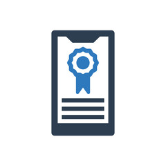 mobile certificate icon - Diploma icon - award icon - guarantee icon