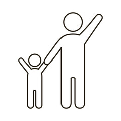 father and son figures line style icon