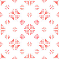 Fototapeta na wymiar The seamless pattern with the red ornament is on the white background.