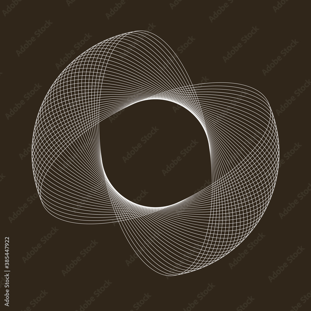 Wall mural spirograph abstract element on a black background.