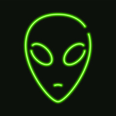 Neon lights alien illustration. Vector laser ufo green alien. 10 eps. For design, illustration, poster, advertising banner etc.