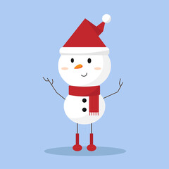 Snowman. Vector snowman. Snowman greeting. Cute Christmas greeting card with snowman.