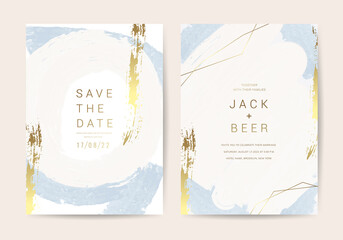 Luxury Marble Wedding invitation cards, Save The Date card design with rose gold and pink watercolour brush decoration style- Vector