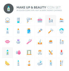 Make up & Beauty Vector Icon Set. Fillio Color Icon Series.