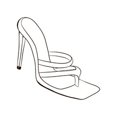High-heeled shoes. Hand drawn vector illustration, isolated on a white background.